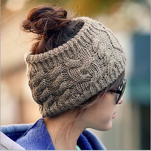

Autumn Hat Winter Cap Topless Twist Knitted Wool Women Headb Warm Headgear Hat