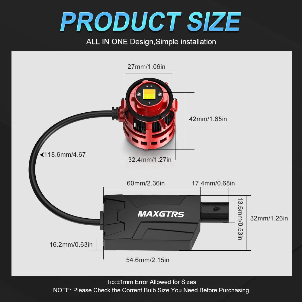 맥스그스트 L1B LED DRL 주행등 캔버스 120W 24000LM 3000K 6500K 자동차 안개등 7545 CSP 전구 토요타 혼다 12V 에러 없음