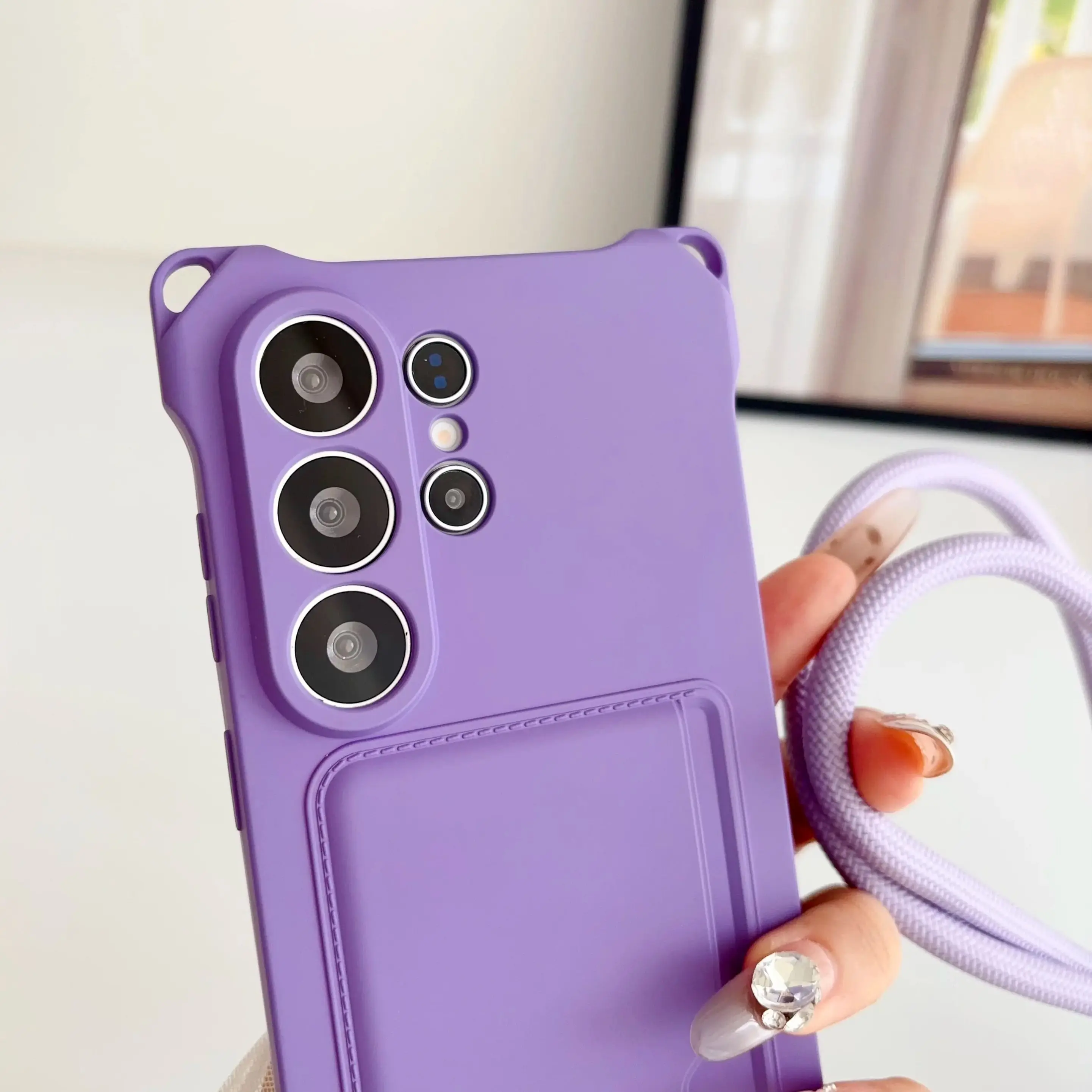 Lanyard Crossbody Necklace Card Holder Silicone Case - Soft Protective Cover