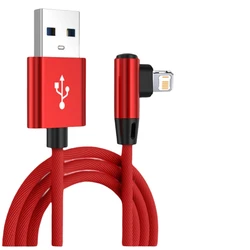 Right - Angle USB Fast Charging Cable with Data Transfer Capabilities - 1m/2m Length Options - 1m (Red)
