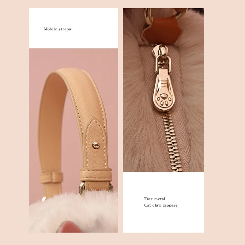 Women Exquisite Shoulder Underarm Bags Siamese Cat Bag Plush Cute Plush Crossbody Bag Female Winter Autumn Handbags Hot 5