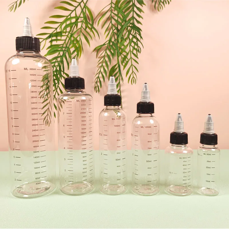 

5Pcs 30ml-500ml Plastic PET Refillable Bottle Oil Liquid Dropper Bottles Twist Top Cap For Tattoo Pigment Ink Lotion Containers