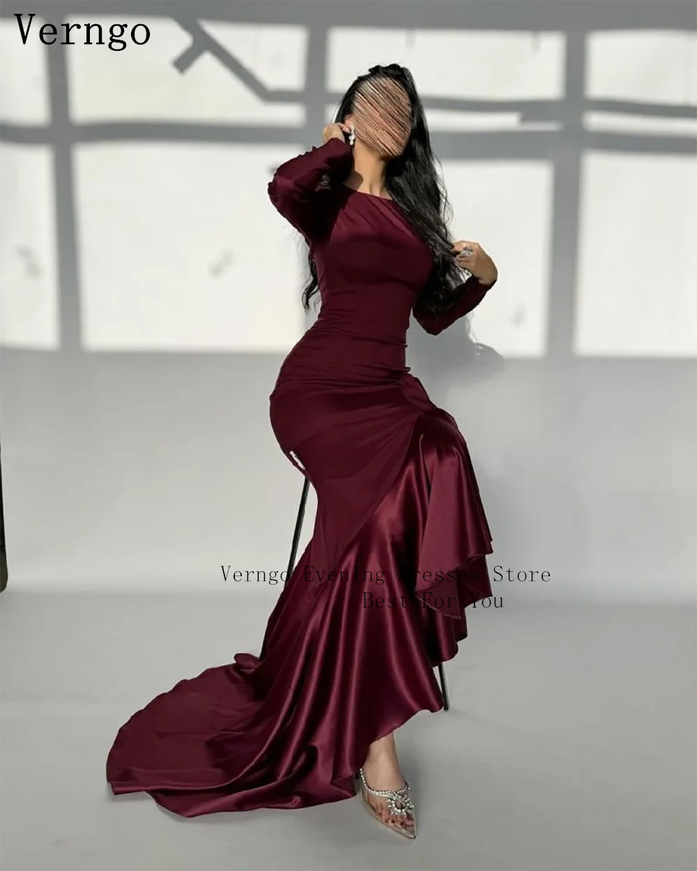 Verngo Burgundy Bordeaux Evening Dress O Neck Full Sleeves Pleat Prom Gown Arabic Formal Occasion Dresses Customized - AliExpress 320 Verngo Burgundy Bordeaux Evening Dress O Neck Full Sleeves Pleat Prom Gown Arabic Formal Occasion Dresses Customized - AliExpress 320