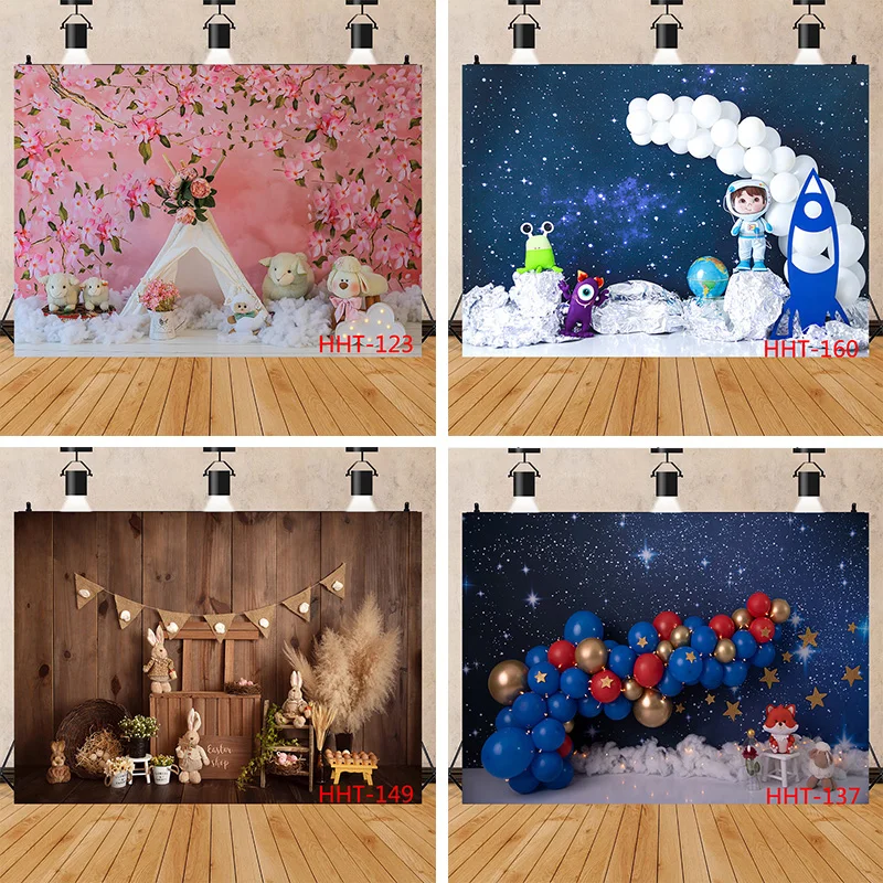 

SHENGYONGBAO Newborn Baby Birthday Background First Birthday Party Balloon Flower Backdrop Photography Photo Studio HHT-04