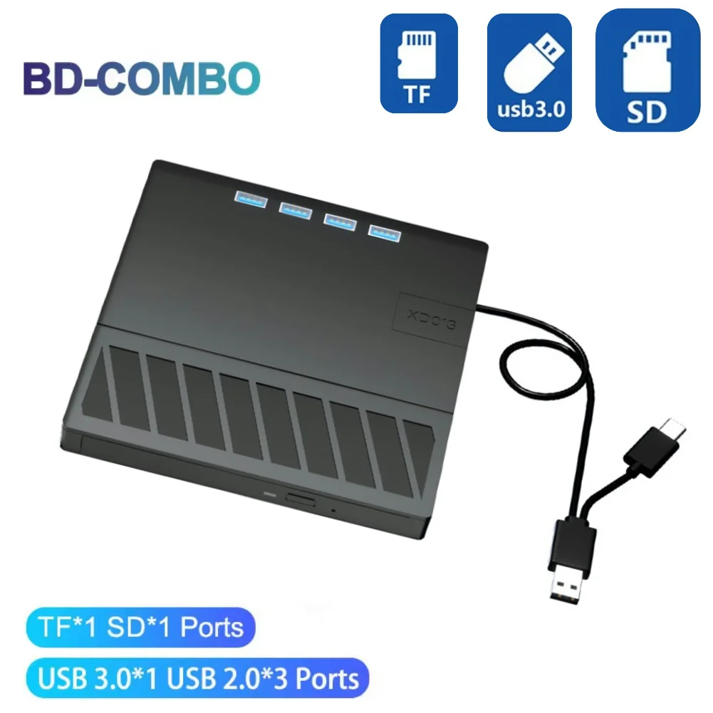 USB 3.0 Type-C Multiplication External Optical Drive CD DVD Burner with SD/TF Port Writer Reader For Laptop PC
