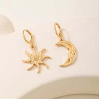 Bohemian Gold Color Sun Moon Dangle Earrings For Women Fashion Creative Metal Asymmetrical Abstract Star Earings Jewelry - Image 3