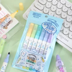 Vibrant Chisel Tip Highlighters Set - Fast - Drying, Dual Line Widths, 6 Assorted Colors (Blue)