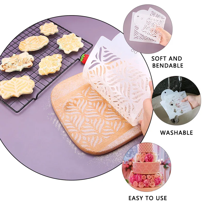 FAIS DU Fondant Cake Mesh Stamps Stencils For DIY Craft Making