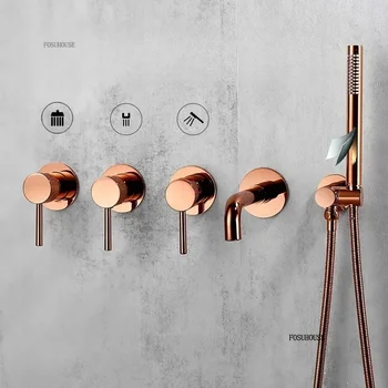 10 นิ้ว Bath Mixer TAP ระบบอ่างอาบน้ําก๊อกน้ําระบบ SetBathroom สายฝนหัว 2/3 วิธีร้อนและเย็นชุด 2