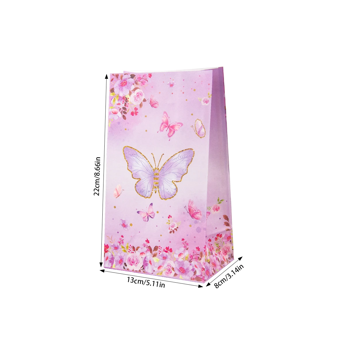 thumbnail image 1 of 10 bolsas de regalo con temática de mariposas, bolsas de papel para envolver dulces, bolsas de decoración para fiestas de cumpleaños, bodas y baby showers con temática de mariposas para niñas, 1 of 5
