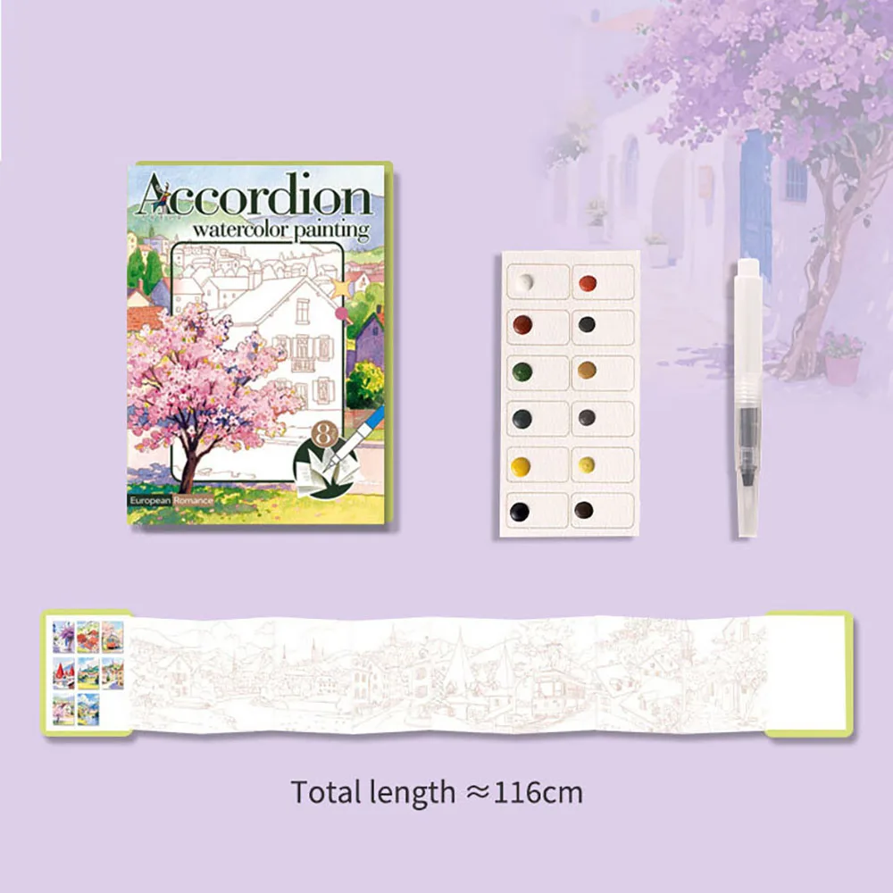 Exquisite Folding Watercolor and Graffiti Art Coloring Book Set