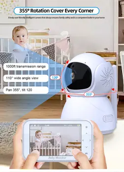 720P Wireless PTZ Baby Monitor Temperature Monitoring 4.5Inch  VOX Feeding Remind Intercom BabySistter Nanny Cam CCTV Camera 1