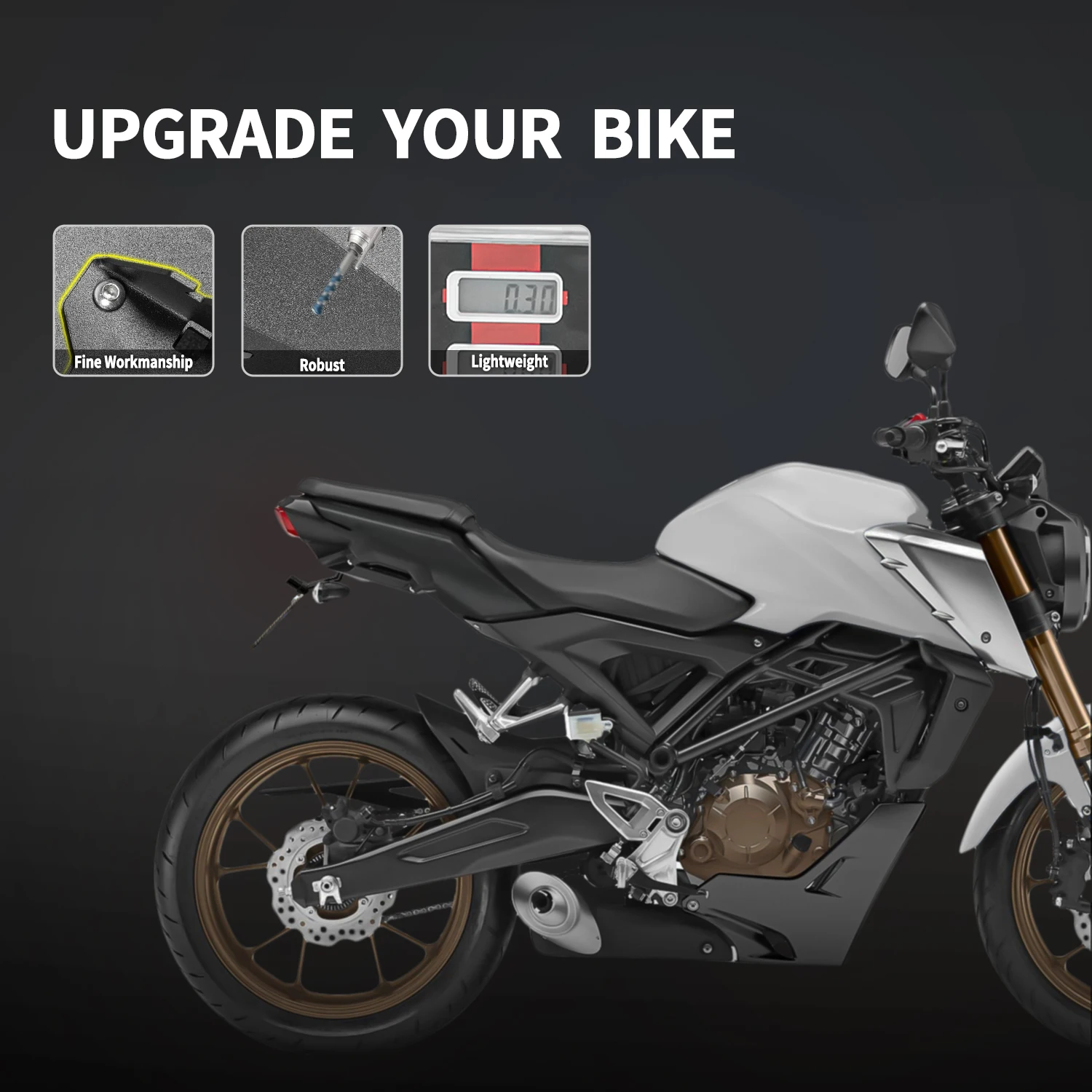 Kit Portatarga WOLWES Per Honda CB125R / CB150R / CB300R 2018-2022 – Tail Tidy In Alluminio Nero, Con Luce Targa