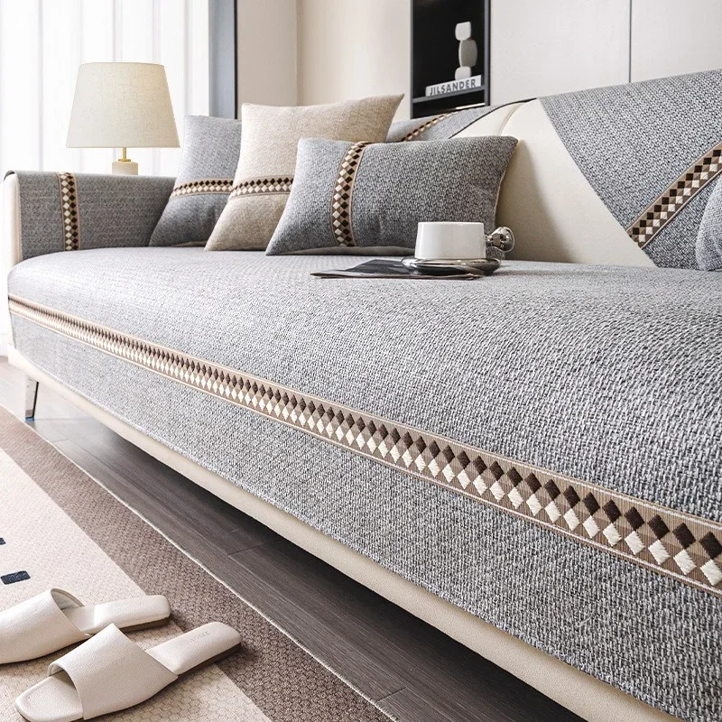 Cotton and Linen Sofa Cover Four Seasons Universal Sofas Pad Solid Color Sofa Mat for Living Room Anti-Slip Couch Cushion Home - Image 5