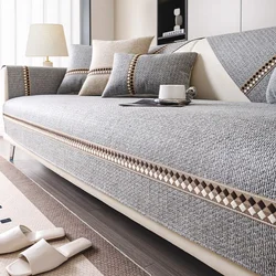Premium Cotton-Linen Sofa Cover - Universal Four-Season Anti-Slip Couch Cushion Mat - 1PC 30X50 pillowcase (A4 Grey)
