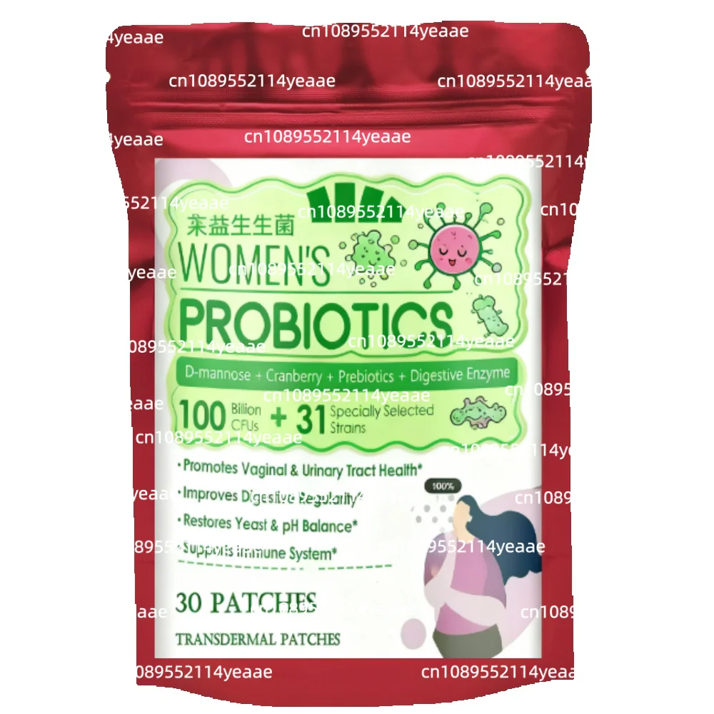 30 parches de probióticos para mujeres y prebióticos, parches transdermicos, 100 mil millones de Cfu para la salud diaria digestiva L y inmune de las mujeres