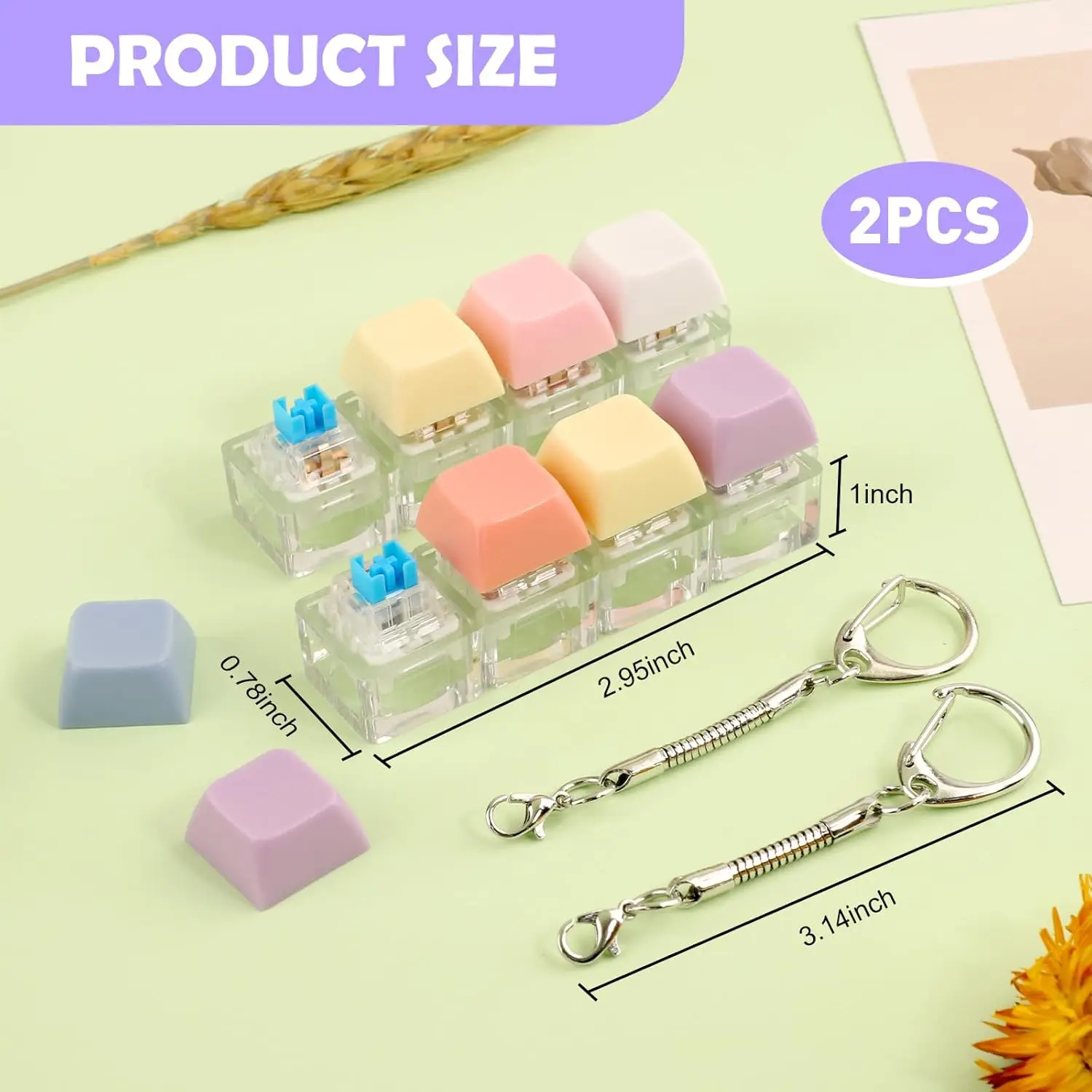 2pcs 4 키 키보드 피젯 미니 클리커 피젯 키보드 스트레스 릴리프 감각 손가락 운동 불안 완화 사무실 책상 장식