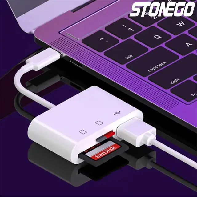 3-in-1 iPhone TypeC to SD & TF Card USB Camera AdapterFor iPhone iPad Card Reader USB Dongle for USB Flash Plug Play 4