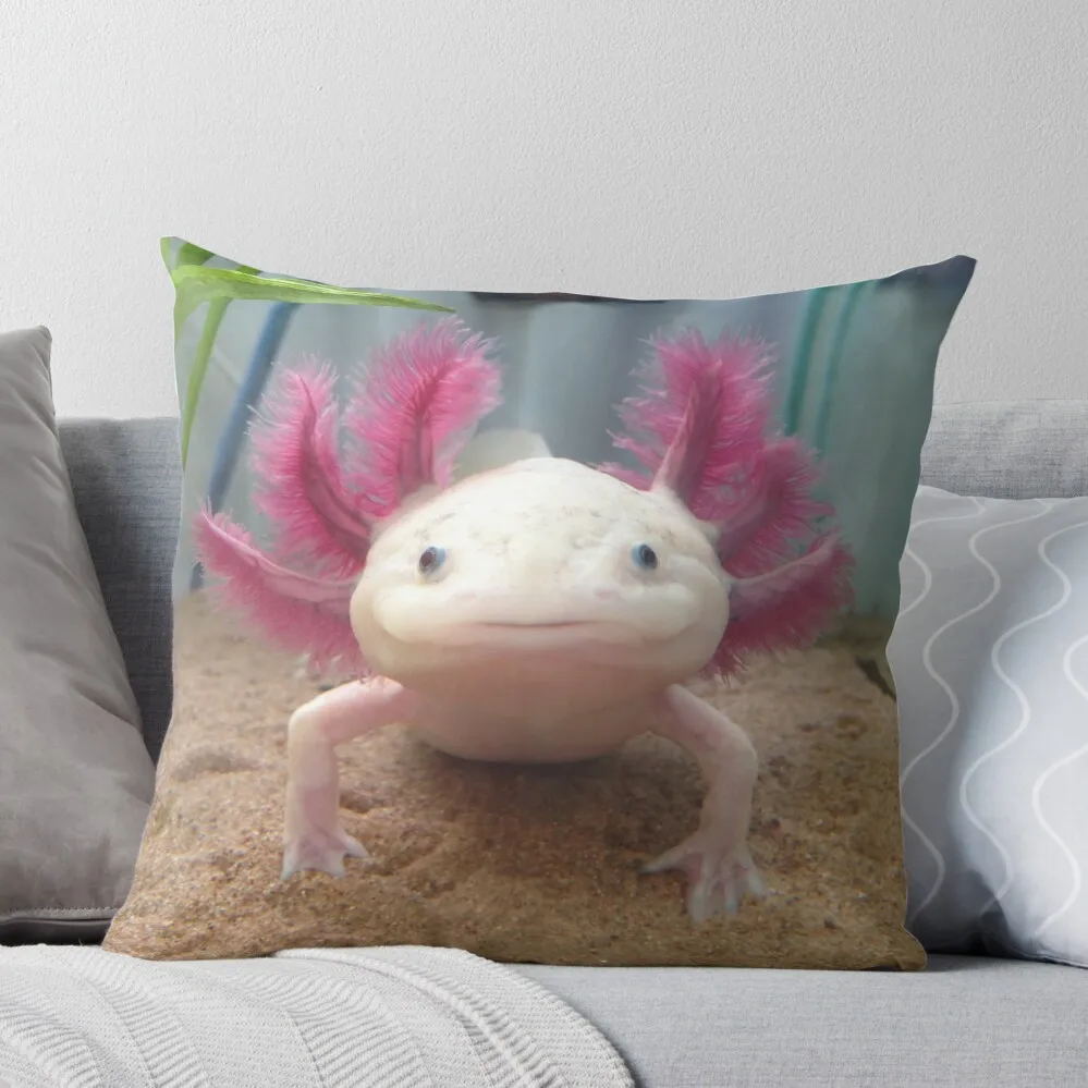

Smiling Leucistic Axolotl! Throw Pillow Room decorating items Christmas Pillow Cases covers for pillows