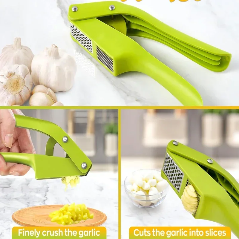 2 in 1 Garlic Ricer and Slicer Press Garlic Mincer Chopper Crushing Garlic Mincer and Slicer Crusher Tool Kitchen Gadgets
