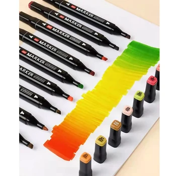 24-80 Colors Double Headed Oily Art Marker Pen Set for Draw Sketching Oily Tip Based Markers Graffiti Manga School Art Supplies 5