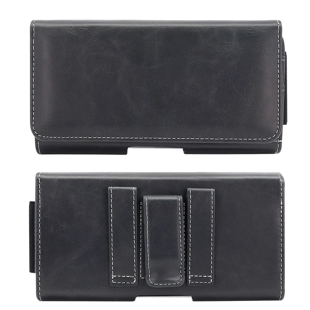 Universal PU Leather Phone Pouch with Belt Clip Holster - Stylish Waist Bag Dual Holder
