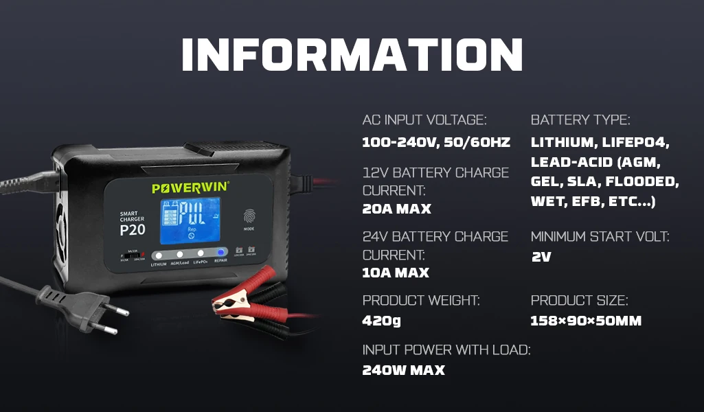 24v10a p20, reparo automático de pulso lcd