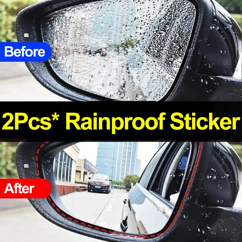 2pcs Car Rearview Mirror Film Side Window Rainproof Clear Film AntiFog