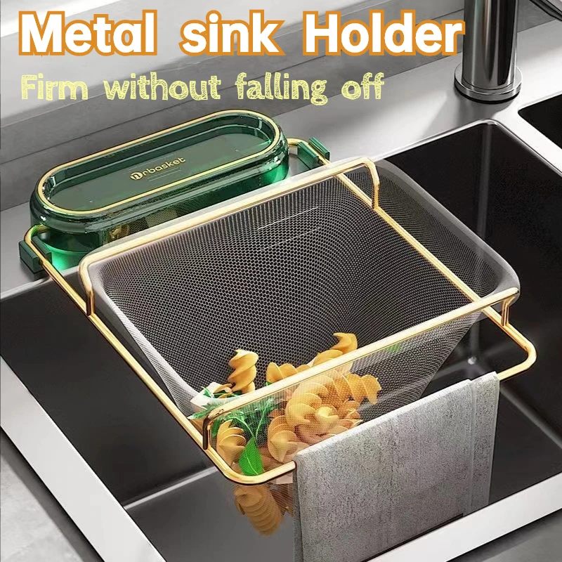 

Metal Holder Sink Strainer,Corner Sink Strainer Basket,Garbage Storage Mesh,Sink Filter Net,Mesh Bag for Kitchen Waste Leftover