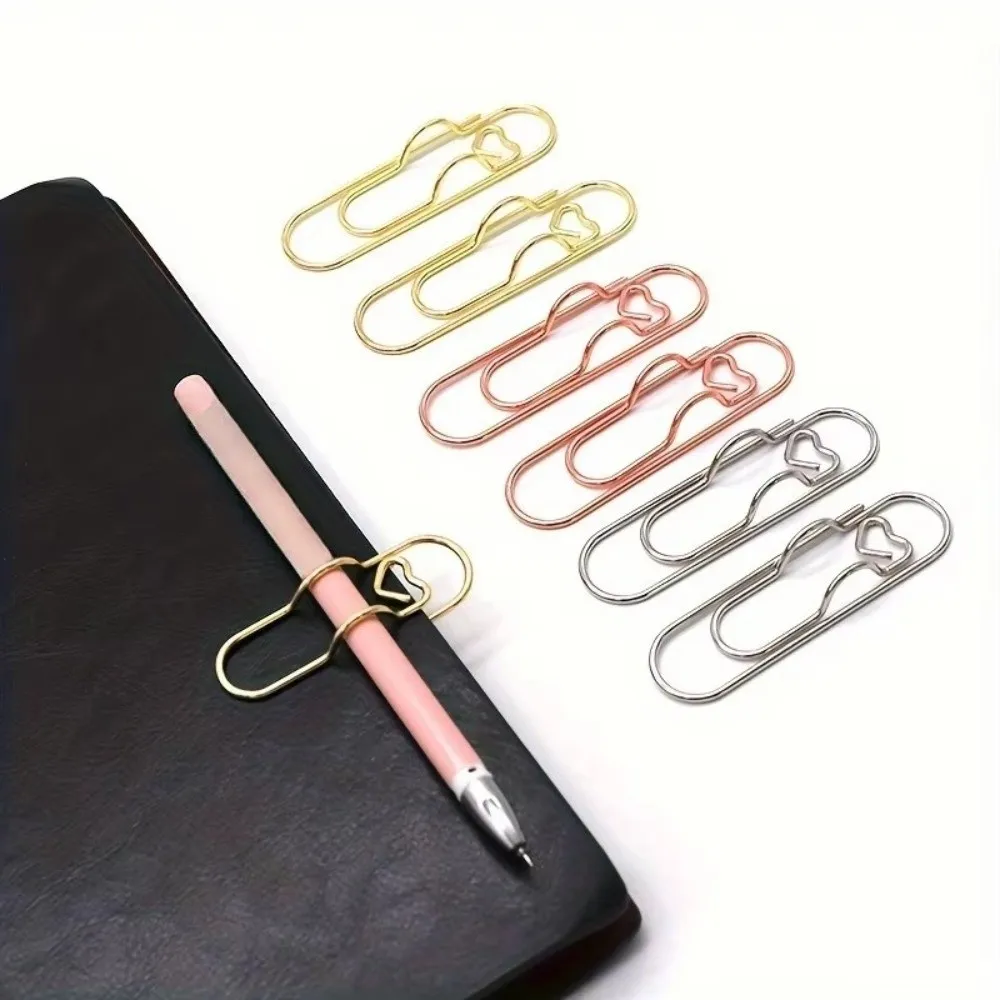 다기능 러브 모델 종이 클립 하트 모양 금속 펜 홀더 DIY 티켓 메모 홀더 문구류