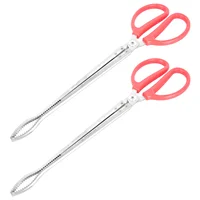 2 Pcs Handle Trash Tongs Forceps Stainless Steel Garbage Grabber Tool Scissors Para 2