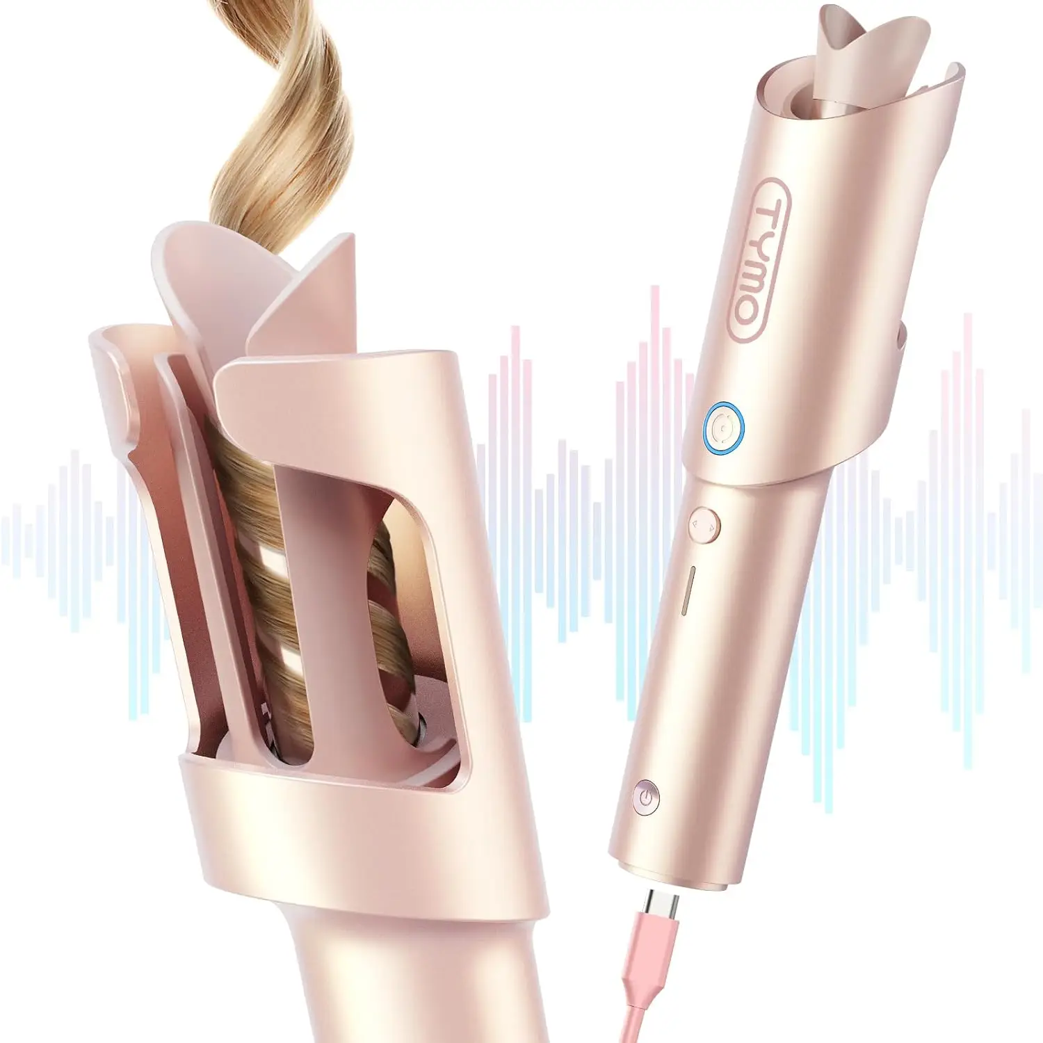 TYMO Automatic Curling Iron - TYMO CurlGo 1 Inch Beach Waves Rotating Curling Wand, Portable Hair Curlers for Travel