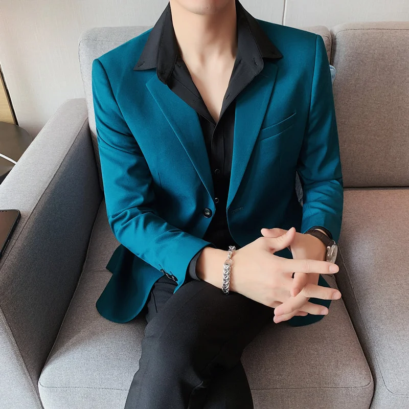 

2023Autumn Men Blazer Coats Vintage Button Black White Casual Business Wedding Party Coat Suit Tops Outwear S-4XL