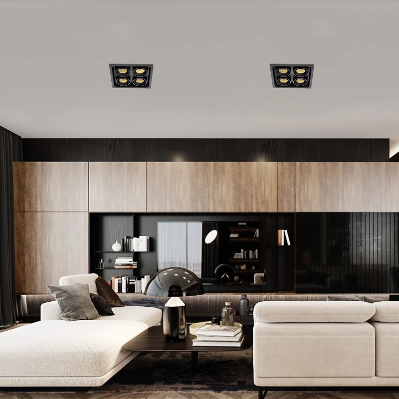 ~Grille Lamp Embedded Spotlight Embedded Honeycomb Anti-Glare Square Living Room Bedroom Main Lamp Spotlight