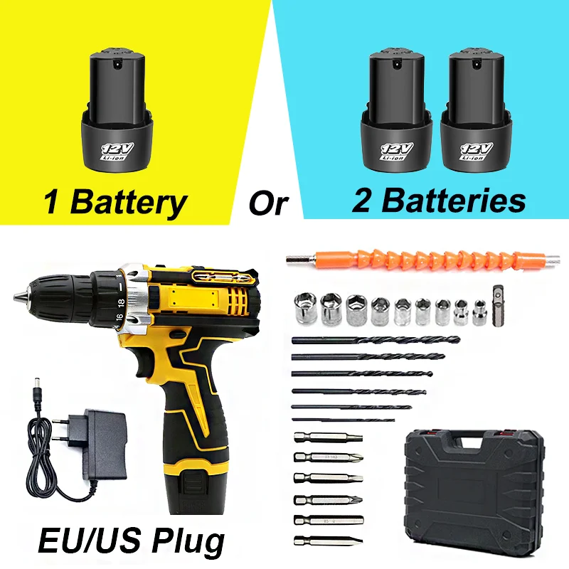 Lithium Electric Drill Electric Screwdriver Hand Electric Drill Electric Tool Set Multifunctional Accessory Box Packaging