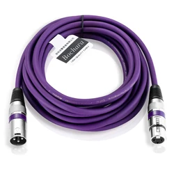 Bochara Premium Coloured XLR Cable - Male to Female - OFC Audio with Foil & Braided Shielding - 5m (Purple)