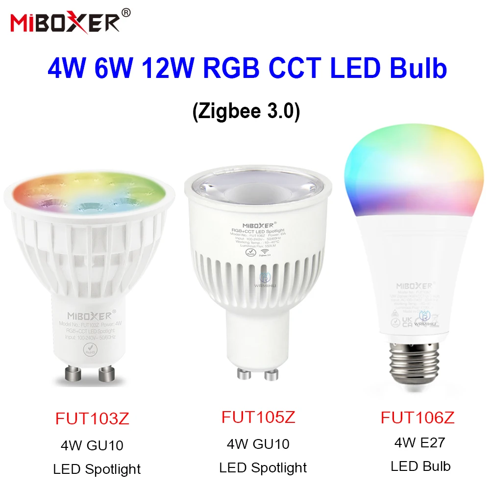 

Miboxer 4W/6W/12W GU10 E27 RGB+CCT LED Spotlight (Zigbee 3.0)FUT103Z AC110V 220V WiFi App Control Smart Bulb Lamp Voice Control