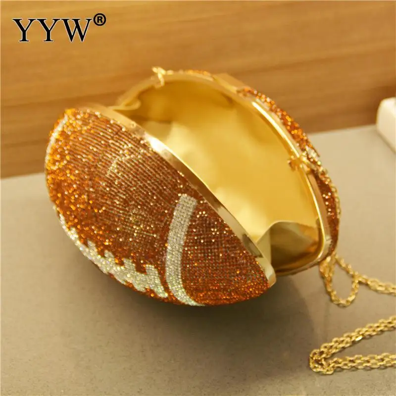 Luxury Women Rhinestone Dinner Clutch Bag Women Rugby Basketball Crystal Designer Day Clutch Luxury Party Chain Handbag Purse