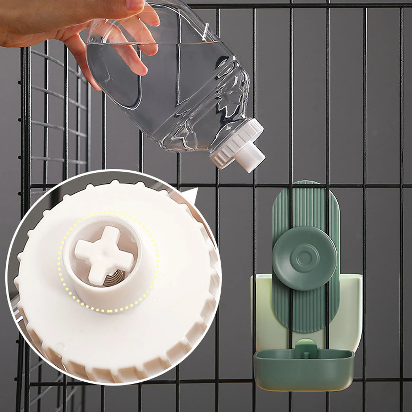 Hanging Bowl Food Water Dispenser Hanging Automatic Food Water Dispenser Safe Cage Cat Food Water Dispenser with Bowl for Pet