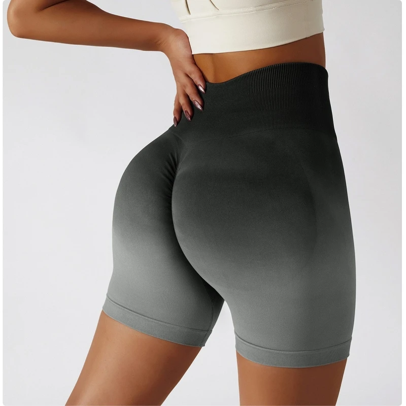 Women Seamless Gym Shorts Hanging Dye High Waist Peach Hip Lift Yoga Sports Tight Shorts Fitness Running Cycling for sports shorts,running shorts,yoga shorts,workout shorts,seamless shorts