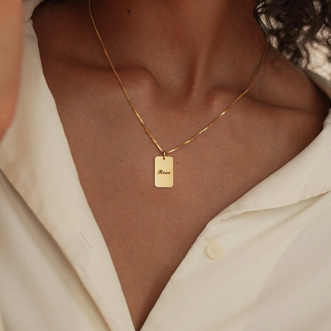 

Tiny Square Initial Letter Necklaces For Women Gold Plated Stainless Steel Engraved Letter Necklace Aesthetic Birthday Jewelry