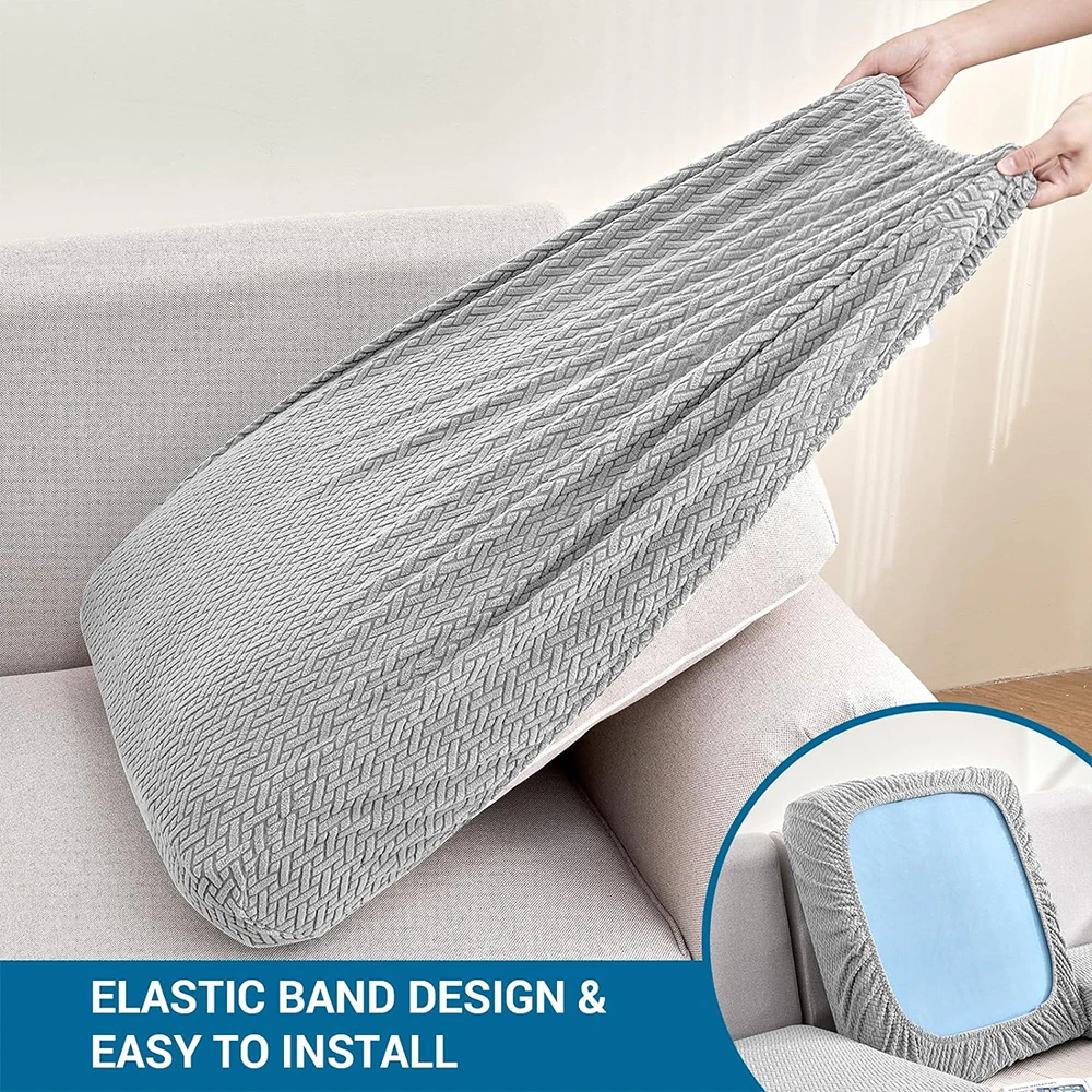 1pc Luxury Twill Jacquard Sofa Seat Covers Stretch Solid Color Cushion Slipcover Living Room Durable Fabric Easy Fit Sofa Cover 5