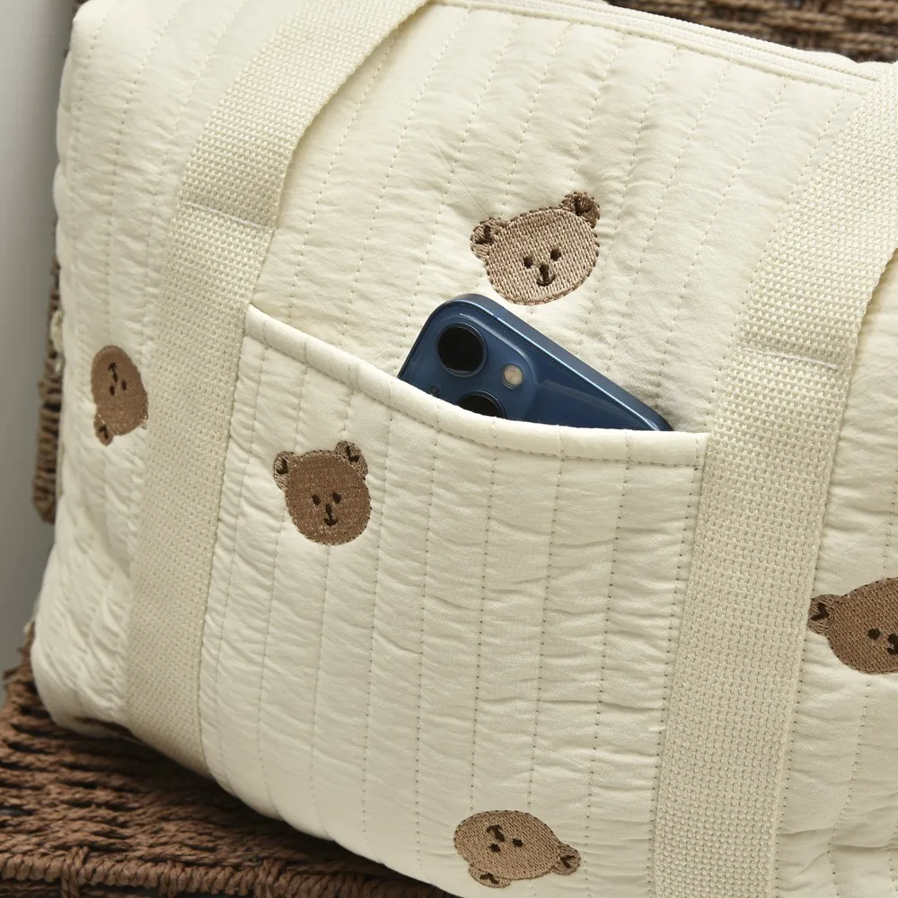 Mommy Bag Diaper Nappy Bag Baby Stuff Organizer Cotton Handbags Caddy Storage Bag For Mom Cute Bear Babies Accessories