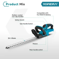 YOFIDRA 2000W 15000RPM Electric Hedge Trimmer Cordless Lawn Mower Hedge Pruner Trimmer Garden Power Tool For Makita Battery Pin