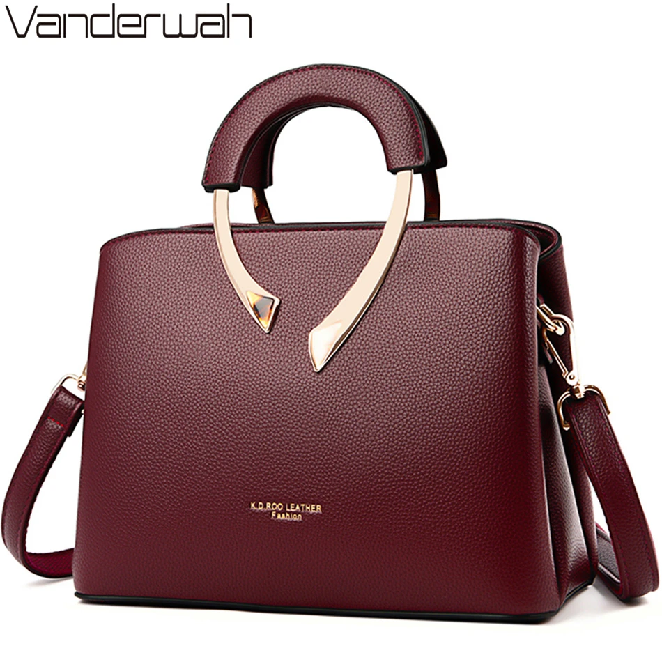 GENUINE VANDERWAH High Quality Leather Casual Tote Luxury Handbags Women Bags Designer Shoulder