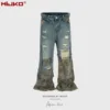 MIJKO Jeans Men's and Women's Camouflage Patchwork Washed Hole Design Jeans 2025ss 1