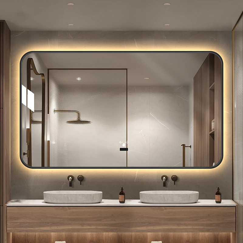 Smart Wall Mounted Bathroom Mirror Light Rectangle No Fog Touch