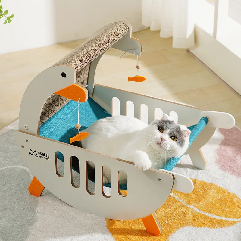

Cat Scratch Board Wear-Resistant Corrugated Paper Big White Geese Shape Household Small Grinding Claw Nest No Dandruff Pet Toy