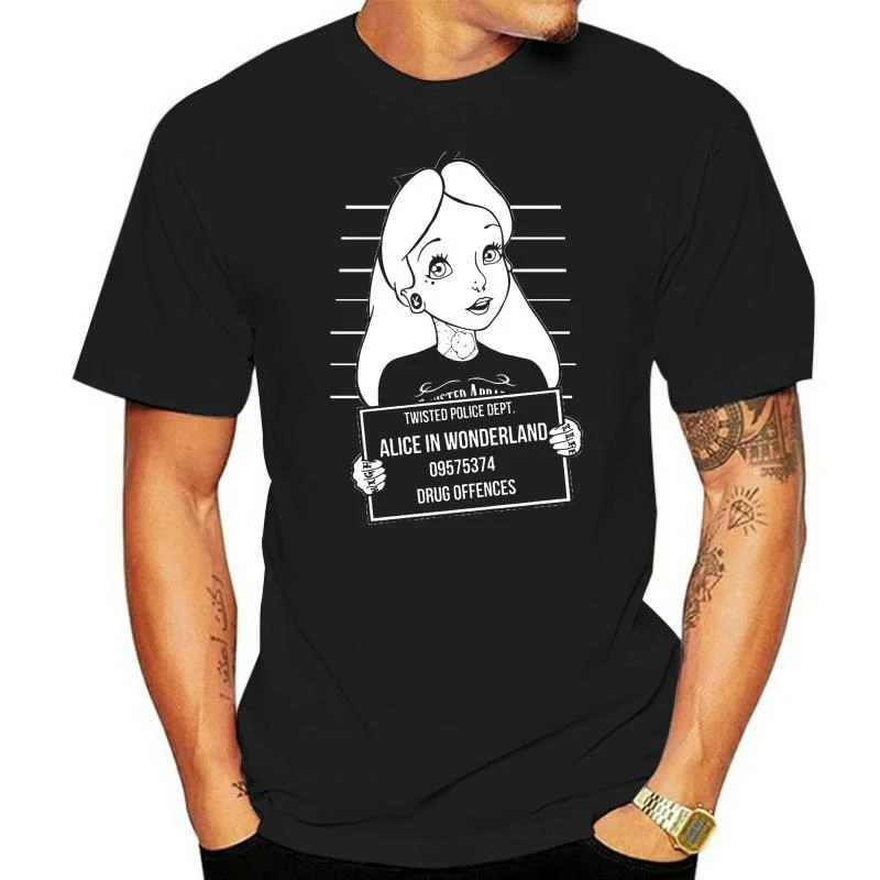 Twisted Punk Alice In Wonderland Mugshot T Shirt Top Gothic Emo Tattoo Men  Women Unisex Fashion Tshirt Free Shipping - Tailor-made T-shirts -  AliExpress