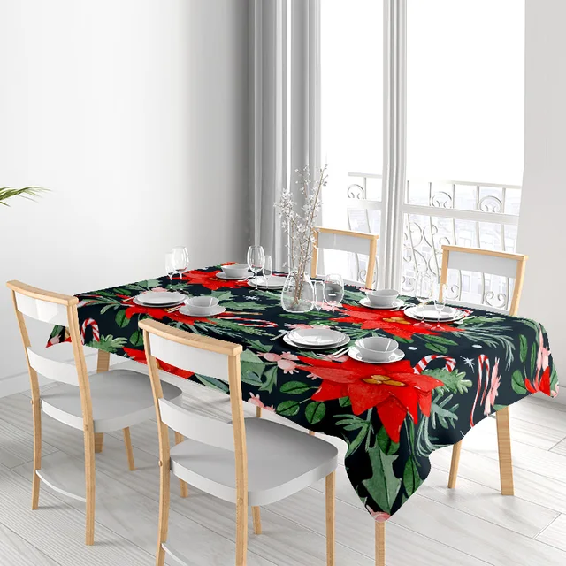 Red Poinsettia Tablecloth 3